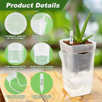 12 Pack Self Watering Pots Set for Indoor Plants, 2.5" Small Clear Self Watering Planters with Watering Holes Plastic Flower Pot with 12 Labels, 12 Ropes