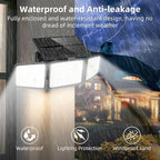 2500LM Solar Lights Outdoor with Motion Sensor,3 Head 270° Wide Angle Street Area Lights,IP65 Waterproof Security Lighting with 3 Modes(Non-Remote,1 Pcs)