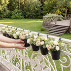 HowRU Hanging Flower Pots, Railing Planter Box for Outdoor Plants 12 Pack 5 Inch Metal Hanging Planters with Detachable Hooks Balcony Window Fence Garden Decoration Flower Boxes (Black)