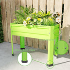 Elevated Metal Planter Box Stand Heavy Duty Raised Garden Bed for Vegetables Flowers Herbs Indoor Outdoor Use, Green