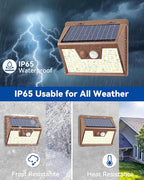 Peasur Brown Solar Lights Outdoor Waterproof, 4Pack 140LED Solar Powered Motion Sensor Lights, 3 Modes Solar Security Wall Lights for Fence Garden Yard Outside Cool White