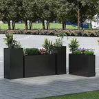 Black Steel Metallic Heavy Planter 30" x 12" x 24" for Outdoor Plants Metal Long Outdoor Planter Spliced Flower Box with Partitions for Outside,Indoor,Garden (Black, 30 * 12 * 24)