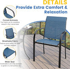 VICLLAX Patio Dining Set for 4, Alll Weather Metal Outdoor Furniture Set Includes 1 Square Outdoor Table and 4 Stackable Patio Chairs, Black Table and Blue Chairs
