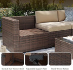 Aoxun Patio Furniture Sets, 7-Piece Outdoor Patio Furniture with Thick Cushions, Wicker Outdoor Conversation Set Sectional Sofa for Backyard, Poolside, Garden(Cream-Browm, 7 x 25.6 - Seats)