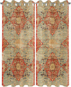 Boho Outdoor Curtains for Patio Waterproof, Grommet Privacy Curtain Drapes Weatherproof Outside Curtains for Porch GazeboPergola Cabana 2 Panel 54x95inch Rustic Bohemian Floral Tribal Orange