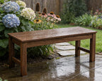 Psilvam 2-Person Outdoor Poly Lumber Patio Backless Bench, Fade-Resistant & Odor-Free Poly Lumber Patio Furniture, Weatherproof, Suitable for Garden, Porch and Park, 700 Lbs Support (1, Light Brown)
