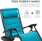 Best Choice Products Oversized Padded Zero Gravity Chair, Folding Outdoor Patio Recliner, XL Anti Gravity Lounger for Backyard w/Headrest, Cup Holder, Side Tray, Polyester Mesh - Aqua Blue