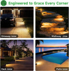 In Ground Landscape Lighting Low Voltage - 2700K-5000K 5 Color Selectable LED IP67 Well Lights, Turret Top 12V Outdoor in-Grade Light, ORB Aluminum for Driveway Garden Lawn 3W 170LM 4 Pack