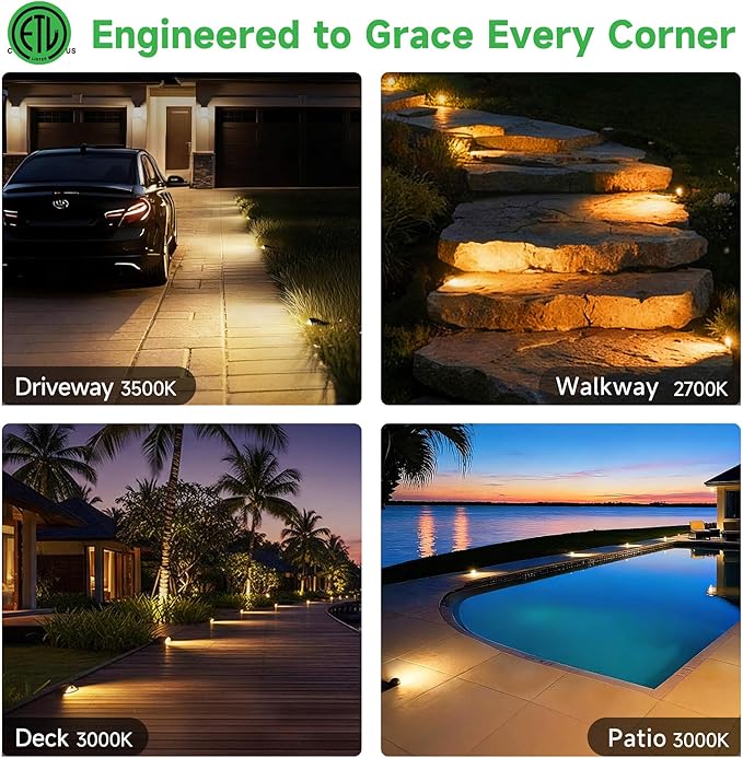 Outdoor Well Lights - Warm White & Cool White 12V Ground Fixture, IP67 Waterproof LED Hard-Wired Inground Directional Landscape Lighting, ORB Aluminum for Path Backyard House 3W 170LM 6 Pack