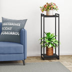 2-Tier Plant Stand Indoor, 34" Tall Modern Plant Shelf Corner Flower Pot Holder Organizer for Living Room Balcony Garden, Black