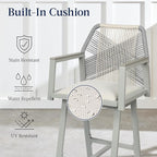 Best Choice Products Outdoor Bar Stools Set of 2, Bar Height, 360° Swivel Aluminum Frame, All-Weather Woven Rope Chair Design w/Armrests - Gray/Meteor