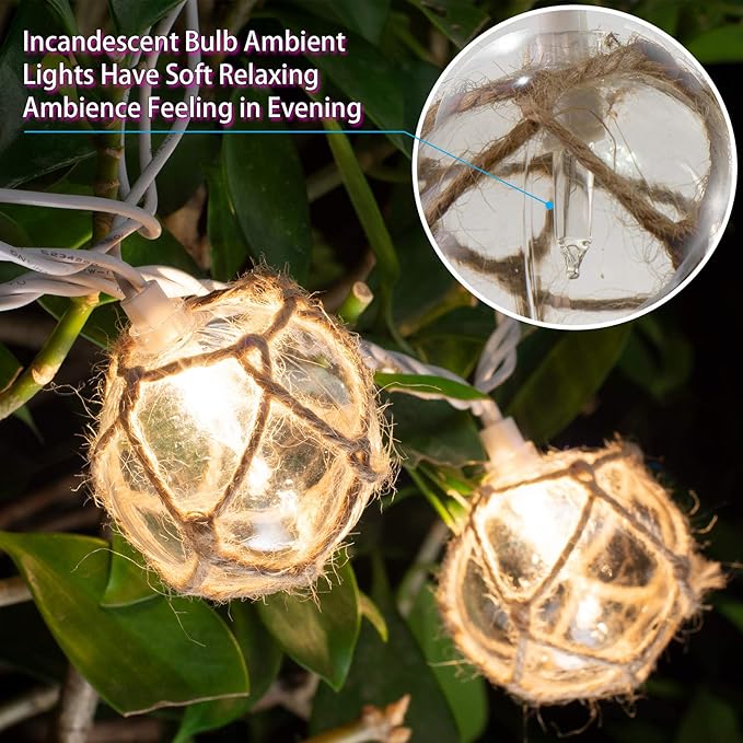 Indoor String Lights with 10 Clear Nautical Fish Float Balls, 9.83 ft