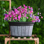 Layhit 6 Pcs Wall Hanging Planters Outdoor Pot Planter Wine Barrel Planter Distressed Oak Thickened Plastic Water Storage Flower Pots for Flower Indoor Outdoor(10 Inches,Black)