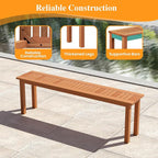 Tangkula Outdoor Wood Bench, 59” Long Patio Dining Bench Set of 2, Backless - Image 5