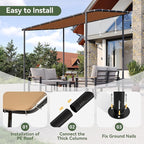 Aoxun 10x6 Lean to Gazebo Outdoor Pergola with Water Resistant & UV-Resistant, Wall-Mounted Canopy Sloped Roof Awning for Patio Backyard, Deck, or Garden Khaki