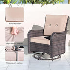 Kullavik 9 Pieces Outdoor Patio Furniture Set,PE Wicker Rattan Sectional Sofa Patio Conversation Sets with Swivel Rocking Chairs Set,Sand