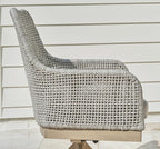 Signature Design by Ashley Seton Creek Cottage Nuvella Weather Resistant Fabric Outdoor Swivel Dining Chair with Cushion, Set of 2, Light Brown & Light Gray