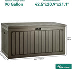 YITAHOME 90 Gallon Large Deck Box with Side Handles, Outdoor Double-Wall Storage for Patio Furniture Cushions, Garden Pool Accessories, Waterproof & Lockable