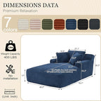 80 Inch Chaise Lounge Chair Indoor, Oversized Corduroy Upholstered Boneless Sofa Bed, Deep Seat Sleeper Couch Reading Chairs, Cloud Sofas Couches for Living Room, No Assembly Required (Blue)