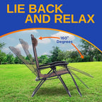 SereneLife Outdoor Zero Gravity Lounge Chair Set with Table – 2 Adjustable Recliners with Cup Holders, Headrest, Steel Frame & Foldable Design for Patio, Pool, Garden, or Camping