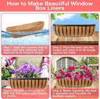 Legigo 2 Pack Trough Coco Liner for Planters- 24 Inch Window Box Liners Coconut Coir Basket Liners, Planter Box Coconut Liner for Window Flower Box Pots, Fence Trough Planter, Wall Planter Basket
