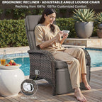 Belord 7 Piece Wicker Patio Furniture Set - 4 Adjustable Outdoor Recliner Chairs with 3 Side Table Patio Conversation Set,155° Lay Flat Chaise Lounge Chair Outdoor for Pool Deck Brown