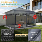 C0BIZI Gazebo 10x15 Pop up Canopy,Gazebos on Clearance-Canopy Tent with Mosquito Netting for Lawn,Garden,Backyard & Patio-Outdoor Tent-Water Resistant and UPF50+ (Gray)