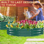 Durable Round Galvanized Steel Raised Garden Bed for Planting,Round Galvanized Steel Fire Ring/Fir Pit for Outdoor- 6×6×1FT,0.8MM Thick (Dark Green, 72 ins Diameter x 12 ins high)