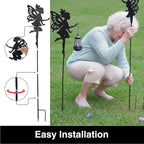 Solar Fairy Garden Lights Outdoor – Spring Decorations Yard Ornaments, Color-Changing LED Fairy Statue with Lantern, Solar Powered Garden Stakes for Patio, Lawn & Pathway Decor (Set of 2)