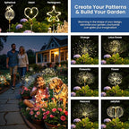 Solar Lights Outdoor, 120LED 4pack Fairy Garden Lights Decor for Outside Fireworks Lights Solar Powered for Yard, Patio, Pathway, Walkway, Balcony, Warm White