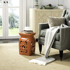 Safavieh Beijing Filigree Ceramic Decorative Garden Stool, Orange