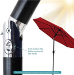 Sunnydaze Outdoor Patio Umbrella - Polyester Table Market Umbrella with Push-Button Tilt and Crank - 8 Sturdy Ribs - Red - 9ft