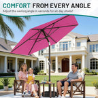 AreShark 7.5FT Patio Umbrella Table Market Umbrella with 6 Sturdy Ribs, Button Tilt/Crank, Heavy-Duty Outdoor Umbrellas for Pool, Deck, Garden and Backyard, Rose Pink