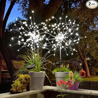 Anordsem Solar Garden Lights Outdoor: Bendable Copper Wire with 120 LED Firework Beads - White Waterproof DIY Fairy Decorations for Yard Patio Path - Gifts for Women Mom Homeowners