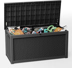 310 Gallon Lockable Outdoor Storage Box – Waterproof Resin Deck Box for Patio Furniture, Garden Tools, Pool Accessories (Black)