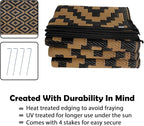 SAND MINE Reversible Mats, Plastic Straw Rug, Modern Area Rug, Large Floor Mat and Rug for Outdoors, RV, Patio, Backyard, Deck, Picnic, Beach, Trailer, Camping, Black & Brown, 8' x 8'