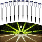 Solar Lights Outdoor 15 Pack Solar Pathway Lights LED Waterproof Stainless Steel Garden Stake for Yard, Outside, Walkway, Sidewalk, Driveway, Lawn (Warm White)