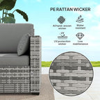 Outsunny Patio Couch PE Wicker Deep Seating Outdoor Sofa with Removable Cushions, 3 Seater Rattan Sofa, Outdoor Furniture for Balcony, Deck, Garden and Poolside, Gray