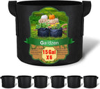 Gardzen 6-Pack 15 Gallon Grow Bags, Aeration Fabric Pots with Handles, Heavy Duty Cloth Pots for Plants