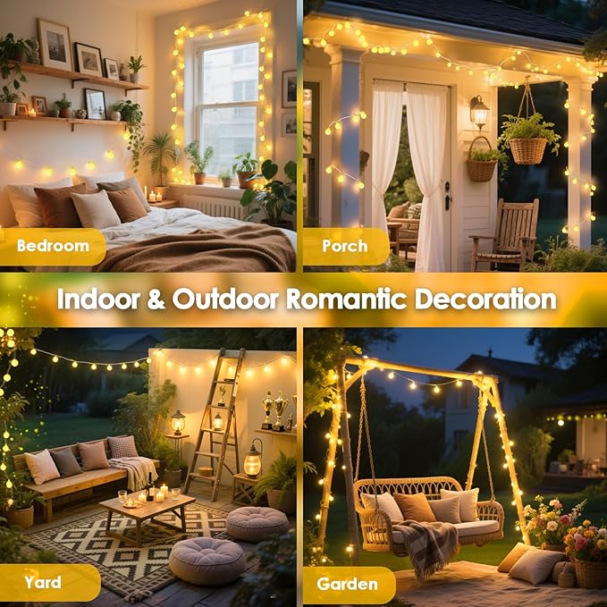 String Lights, 200 Warm White LED Fairy Lights with Remote, 75 Ft