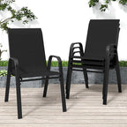 Patio Chairs Set of 4, Stackable Outdoor Dining Chairs for All Weather Textilene Fabric & Metal Frame, Outdoor Chairs Set for Backyard Deck Garden