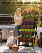 5-Tier Vertical Garden Bed Planter Boxes with Drainage System & Storage Space, Freestanding Vertical Garden Planter with 5 S-Hooks for Plants Vegetables Flowers Herbs in Garden Patio Yard