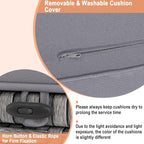 RELAX4LIFE Wicker Outdoor Storage Ottoman - 2-Piece Rattan Footstool w/Removable Cushion, Multipurpose Footrest Foot Stool Seating, Set of 2 Outdoor Ottomans for Patio Deck (Mix Grey-Grey)