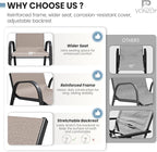Patio Dining Chairs Set of 8, Outdoor High Stacking Chairs，Breathable Seat Fabric and Alloy Steel Frame for Backyard, Porch, Garden, Sunroom (Light Brown)