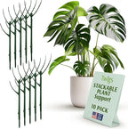 Stackable Plant Support Stakes, Indoor & Outdoor Houseplant Stem Support, Garden Accessories, Trellis Alternative for Climbing & Potted Plants - Monstera (Dark Green), 10 Pack, 17" L