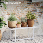 Modern Outdoor Plant Stand for Indoor Corner, Foldable Metal Plant Display Shelf for Multiple Pots,Mid Century Slatted Bench for Garden, Patio Load Bearing 330 lbs 26" L x 10.4" H x 8.6" W 2 Pack White
