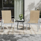 UDPATIO Patio Chairs Set of 2, Stackable Silver Outdoor Dining Chairs with High Back, Breathable Textilene Fabric Outdoor Chair All Weather, 350LBS Capacity for Garden, Backyard (Beige)
