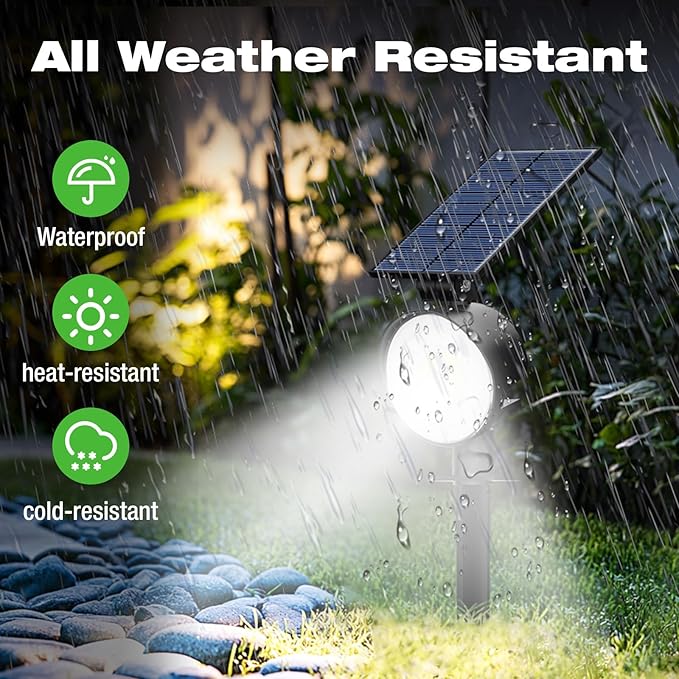 nipify 8 Pack Solar Spot Lights Outdoor Waterproof with 3 Modes, Solar Spotlight Light for Outside Yard Landscape Lighting Pathway Lights Wall, Cool White