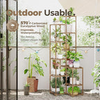 Bamworld 72" Tall Plant Shelf Indoor Outdoor Corner Plant Stand Large Plant Table Wood Plant Holder for 10 Pots Multiple Plants Patio Balcony Garden Office Home Decor