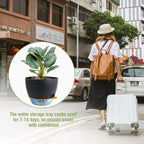 8 inch Self Watering Pots, 2 Pack Plastic Planters with Mesh Drainage Holes for Garden Plants and Flower, Plants Pots with Deep Reservoir for Indoor Outdoor Plants, Black with Brown
